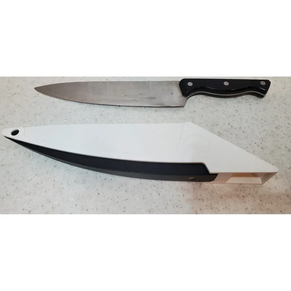 Pampered Chef 8” Chef’s Knife w Built-In Sharpening Sheath Retired Discontinued
